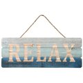 Urban Trends Collection Wood Rectangle Wall Art with Top Rope Hanger  Engraved Relax Writing Polychromatic 17415